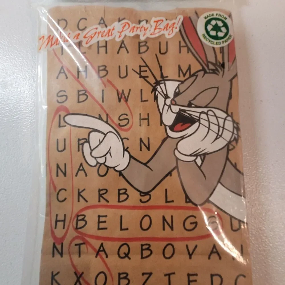 Vintage 2001 Bugs Bunny Looney Tunes Brown Paper Lunch Bags – Pack of 20